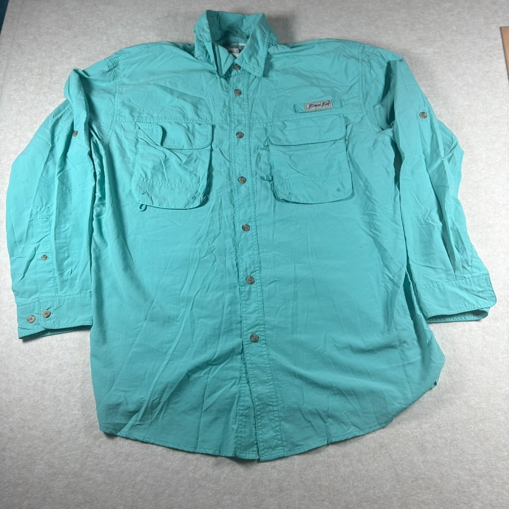 Bimini Bay Mens Fishing Shirt Medium Blue Vented Performance Long Sleeve